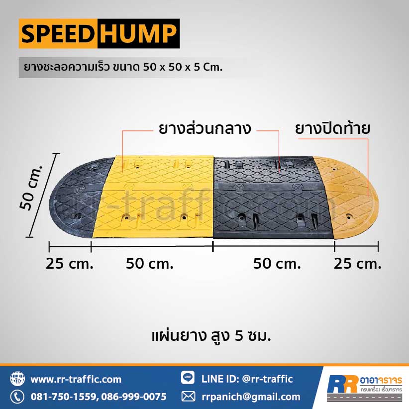 ยางชะลอความเร็ว ขนาด 50 x 50 x 5 ซม.